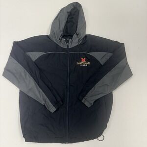 Maryland Terrapins Under Armour Full Zip Hooded Jacket Black Mens XL Windbreaker